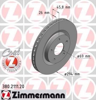 Диск тормозной ZIMMERMANN 380.2111.20