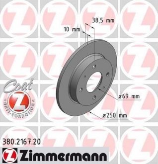 Тормозной диск ZIMMERMANN 380216720 (фото 1)