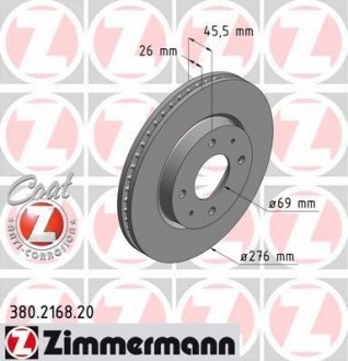 Гальмівний диск ZIMMERMANN 380216820