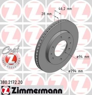 Диск гальмівний Coat Z ZIMMERMANN 380217220 (фото 1)