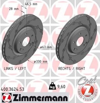 Диск тормозной MERCEDES W203 C-KLASA 00-07 ZIMMERMANN 400362453 (фото 1)