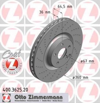 Диск тормозной ZIMMERMANN 400.3625.20 (фото 1)