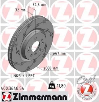 Диск гальмівний ZIMMERMANN 400.3648.54