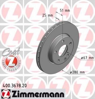 Тормозной диск 400.3678.20 ZIMMERMANN 400367820