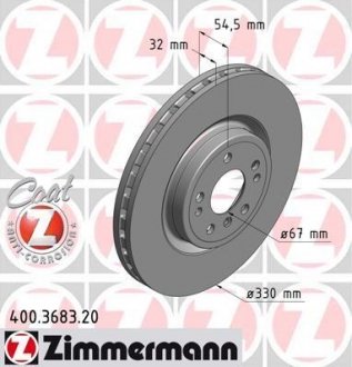 Тормозной диск 400.3683.20 ZIMMERMANN 400368320