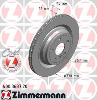 Тормозной диск 400.3687.20 ZIMMERMANN 400368720