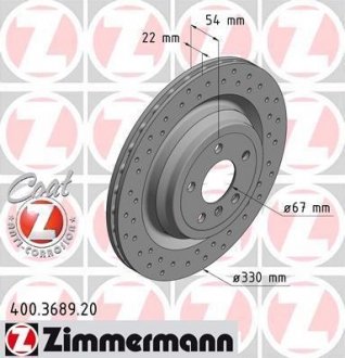 Тормозной диск 400.3689.20 ZIMMERMANN 400368920