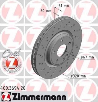 Тормозной диск 400.3694.20 ZIMMERMANN 400369420