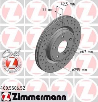 Гальмівний диск задній ZIMMERMANN 400.5506.52