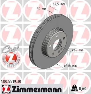 Диск тормозной передний ZIMMERMANN 400551930