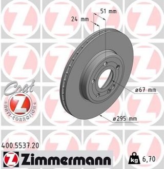 Гальмiвнi диски переднi ZIMMERMANN 400553720