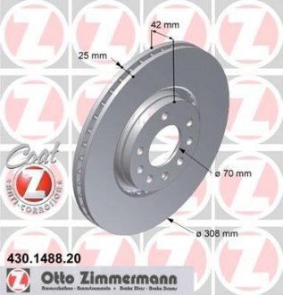 Тормозной диск 430.1488.20 ZIMMERMANN 430148820