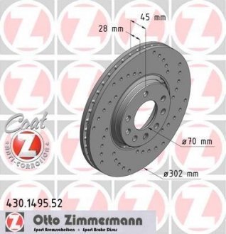 Тормозной диск ZIMMERMANN 430149552