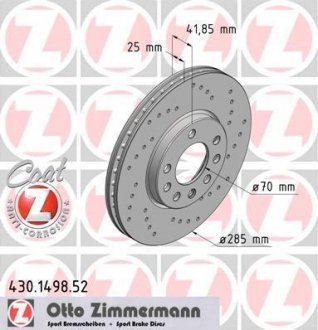 Тормозной диск ZIMMERMANN 430149852 (фото 1)