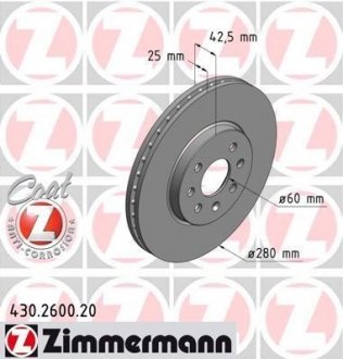 Тормозной диск 430.2600.20 ZIMMERMANN 430260020