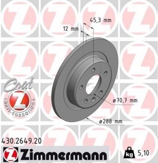 Диск тормозной ZIMMERMANN 430264920