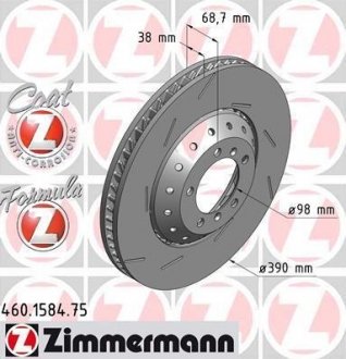 Диск тормозной FORMULA Z левый ZIMMERMANN 460158475