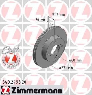 Тормозной диск ZIMMERMANN 540249820