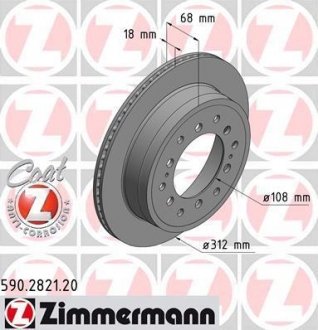 Диск тормозной Coat Z ZIMMERMANN 590282120 (фото 1)