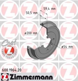 Тормозные барабаны Coat Z задние ZIMMERMANN 600.1964.20