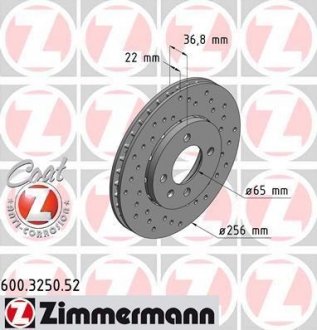 Тормозной диск ZIMMERMANN 600325052