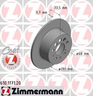 Тормозной диск ZIMMERMANN 610117120