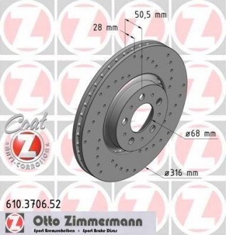 Тормозной диск ZIMMERMANN 610370652