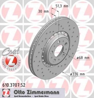 Гальмівний диск ZIMMERMANN 610370752 (фото 1)