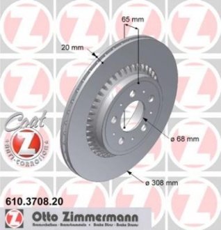 Тормозной диск 610.3708.20 ZIMMERMANN 610370820