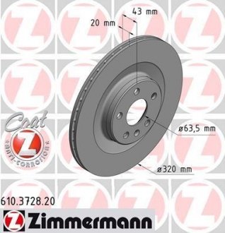 Диск тормозной ZIMMERMANN 610372820